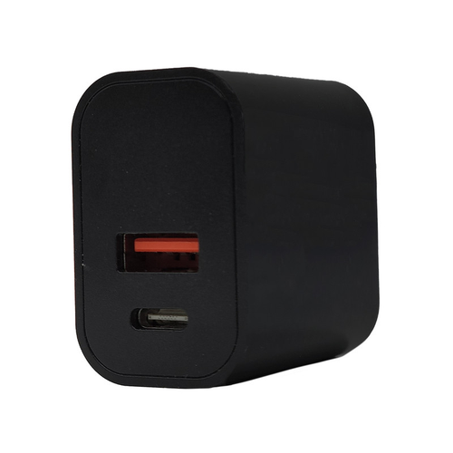 Dual port AC charger - Type C & USB -Black - 194162004782