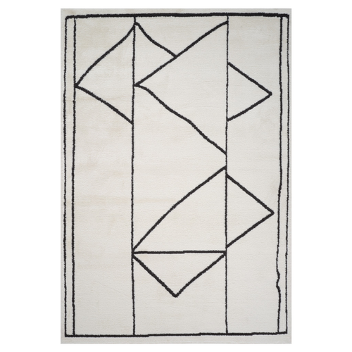 8' X 10' Ivory And Black Geometric Area Rug