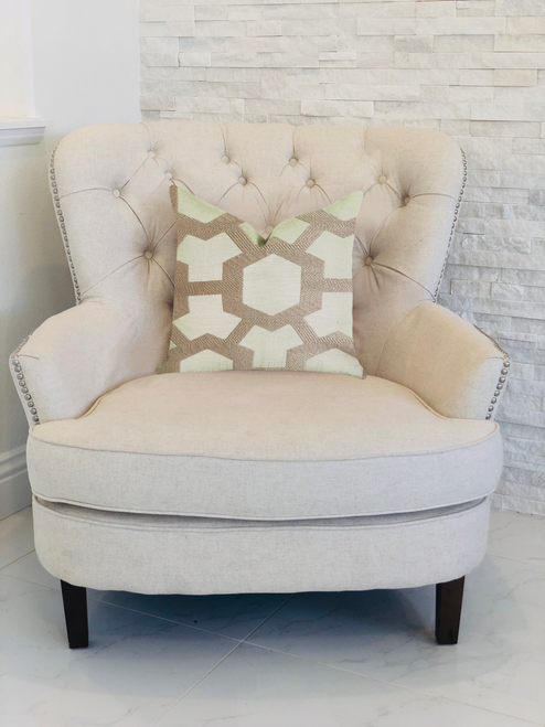 Plutus Linked Charisma Luxury Throw Pillow in Beige and Brown Tones
