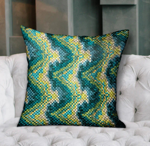Plutus Montage Haven Green Geometric Luxury Throw Pillow