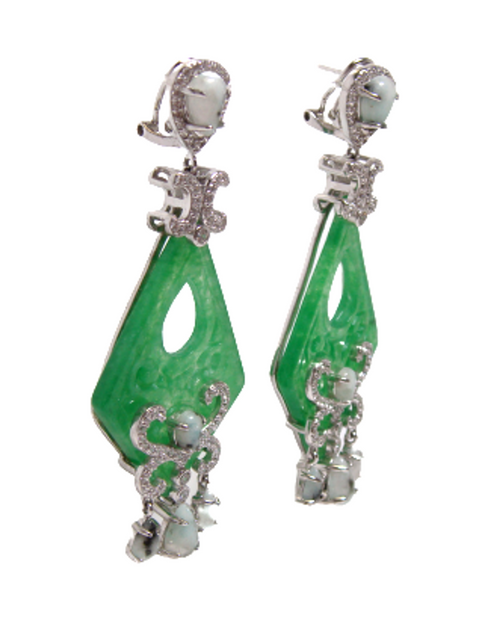 Jade Chandelier Dangle  Earrings