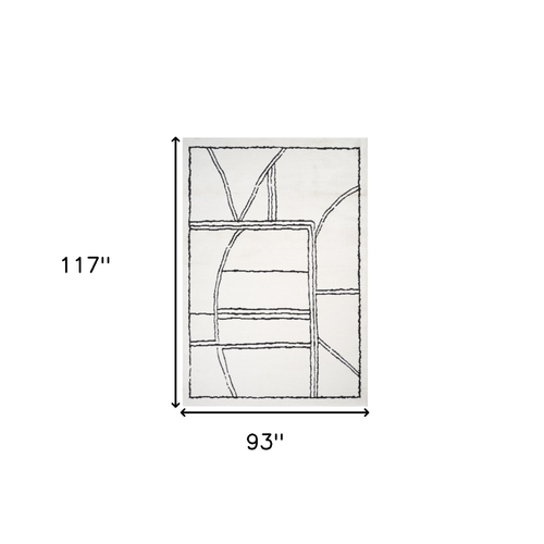 8' X 10' Ivory And Black Geometric Area Rug