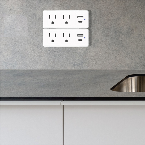 2 Pack Slim Multiport Charging Station 2 Outlets + 1 USB + 1 Type C w/ Surge Protection