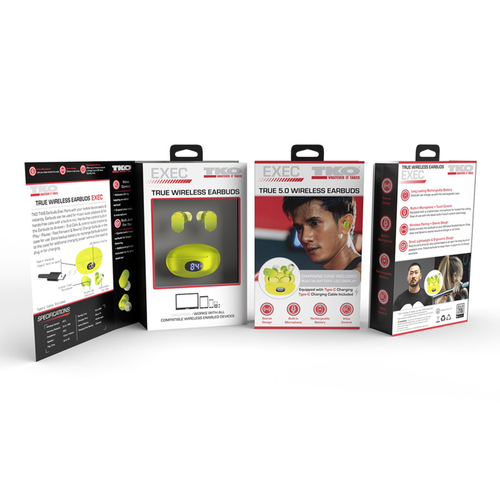 Exec Sport TWS Earbuds- With Battery Indicator Green