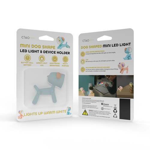 Mini Dog Shape LED Desk Lamp & Device Holder - Blue