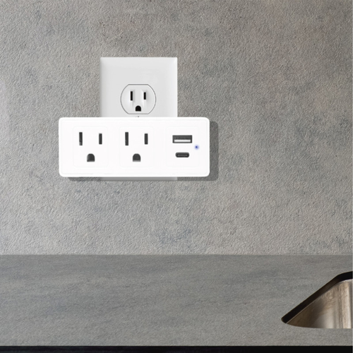 Slim Multiport Charging Station 2 Outlets + 1 USB + 1 Type C w/ Surge Protection