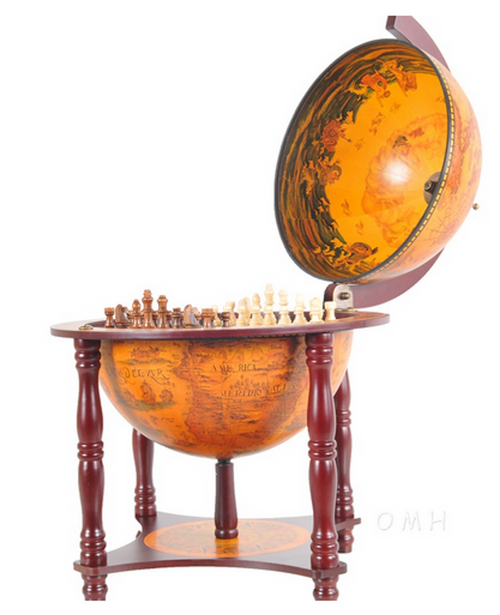 Red Globe Decor with Inner Chess Board- 13 Inches
