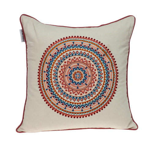 Homeroots Home Decor Mandala Embroidered Multicolor Throw Pillow