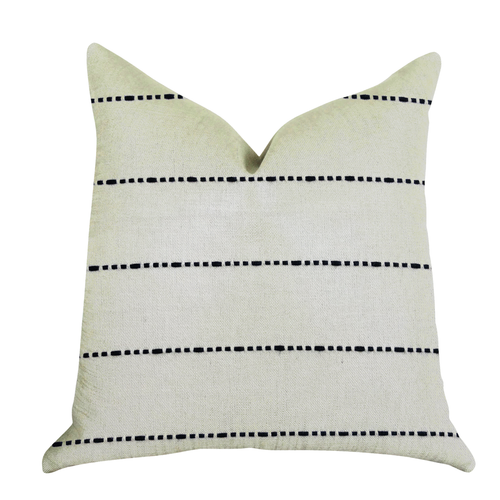 Plutus Interweave Vanilla Bean Luxury Throw Pillow in Black and White