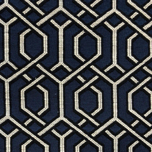 Plutus Midnight Padlock Blue, Black and Beige Luxury Throw Pillow