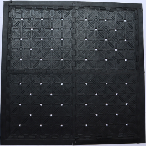 Set Of Four Square Interlocking Black Rubber Indoor Outdoor Mats
