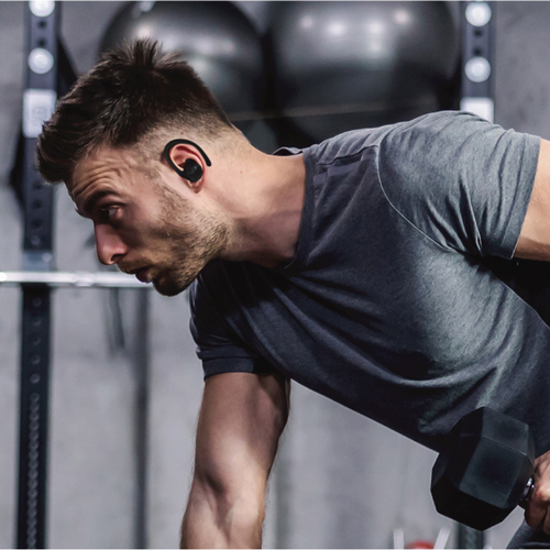 Wrap Around TWS Earbuds With Battery Indicator- Black