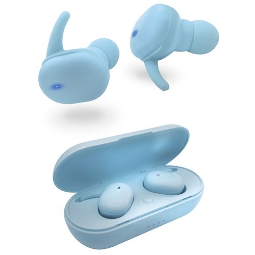 TWS Wingtip Sport Rubberized Sweat Resistant Earbuds - Blue