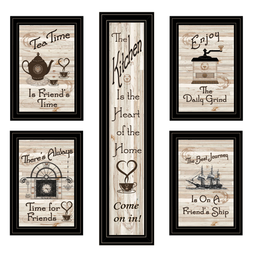 Set Of Five Kitchen Friendship Black Framed Print Kitchen Wall Art - 608219013967
