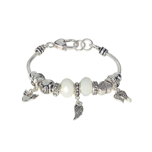 Bracelet Multi Beads Angel Silver Plate
