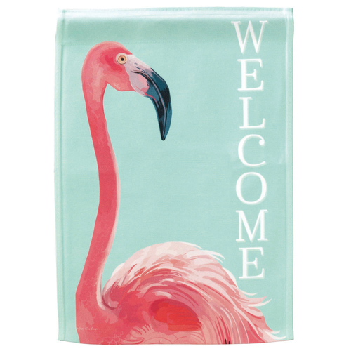 Welcome Long Neck Flamingo Print Flag Garden