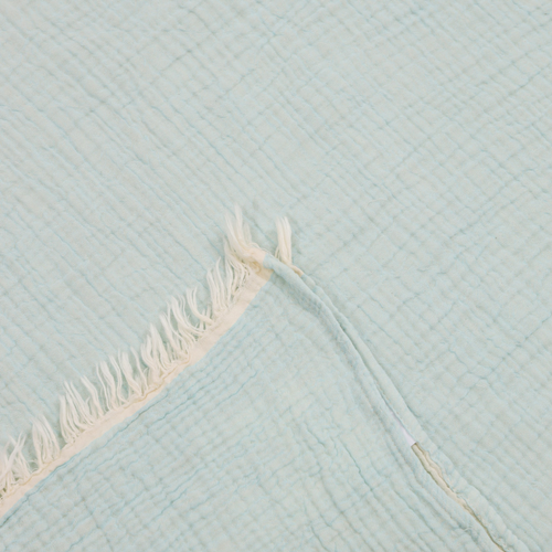 47" X 60" Aqua Cotton Woven Turkish Towel Throw Blanket with Fringe