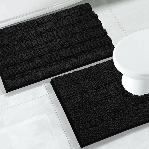 2 Piece Set Navy Cozy Plush Soft Chenille Bath Mat