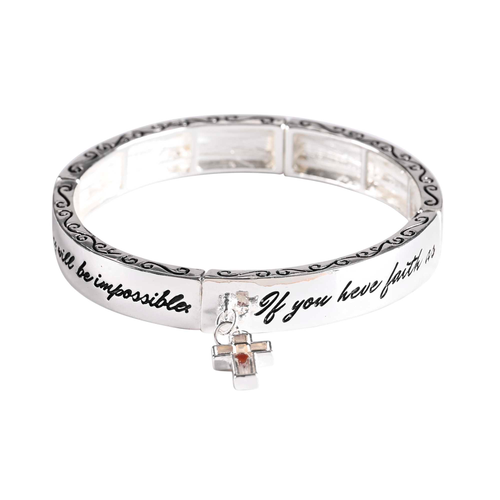 Bracelet Mustard Seed Cross Tile Stretch