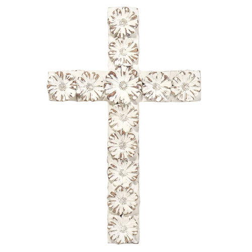 Floral Resin Wall Cross