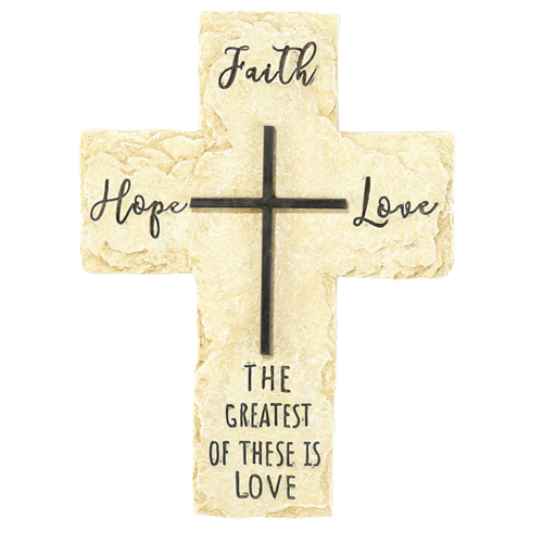 Wall Cross Faith Hope Love Resin 