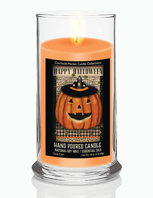 Courtside Market Jack O Lantern Witch Hat Status Candle Glass