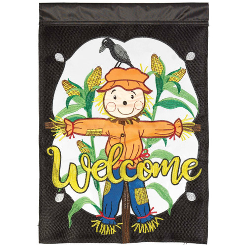 Fall Welcome Scarecrow Flag Poly Garden
