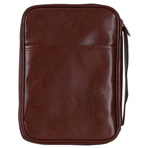 Bible Cover Brown Rugged Cross  Large