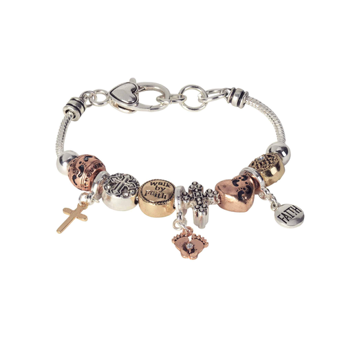 Bracelet Walk By Faith 3T Bead Silver Pl