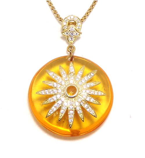925 Sterling Silver Resin Circle Pendant