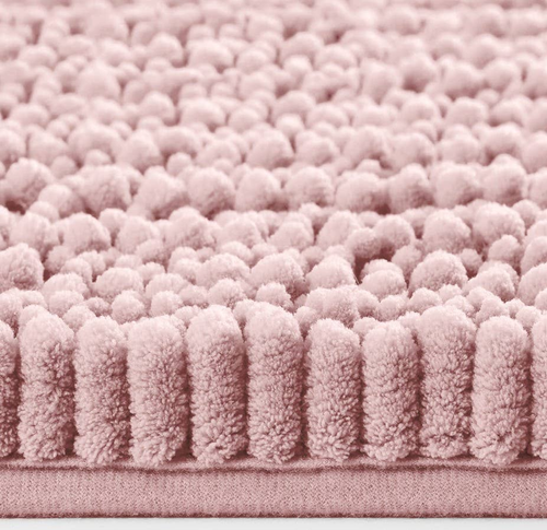 Black 2 Piece Striped Fake Fur Rabbit Bathroom Bath Mat