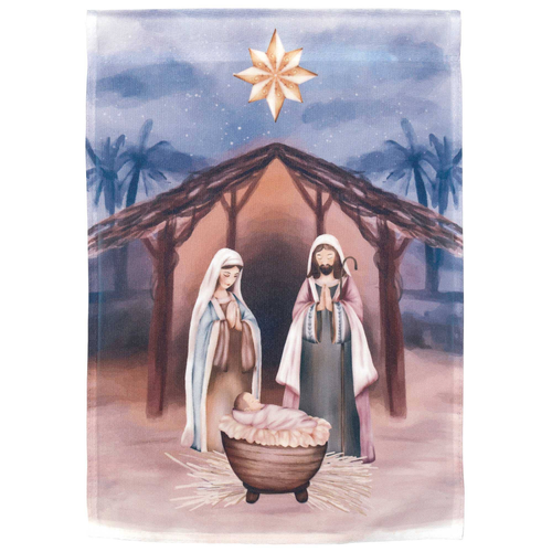 Holy Family In Creche Flag Poly Garden