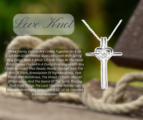 Necklace Love Knot Heart Cross 18Long