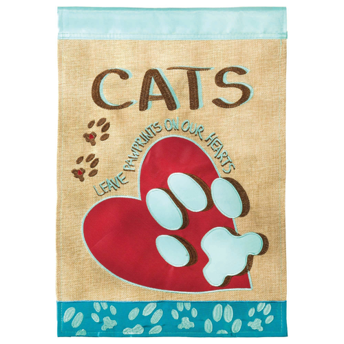 Cats Leave Pawprints Burlap