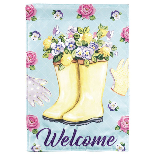 Garden Flag Floral Welcome Rain Boots