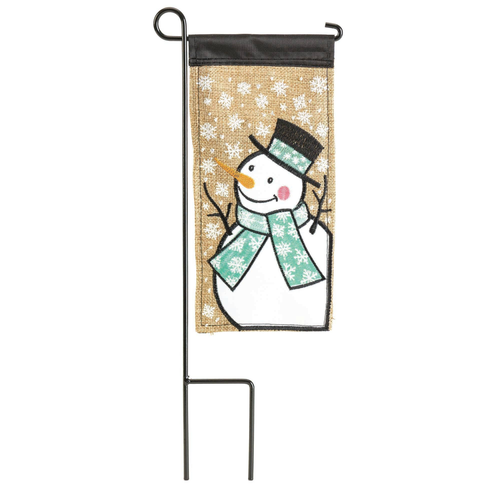 Snowman Burlap Mini Flag