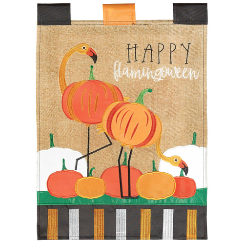 Happy Flamingoween Burlap Garden