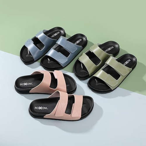Women's Cushioned Two Strap Footbed Lightweight Open Toe Slide Sandals