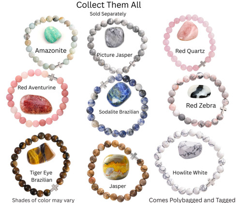 Bracelet Red Aventurine Stone With Cross
