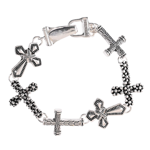 Bracelet Multi Cross Link Silver Plated