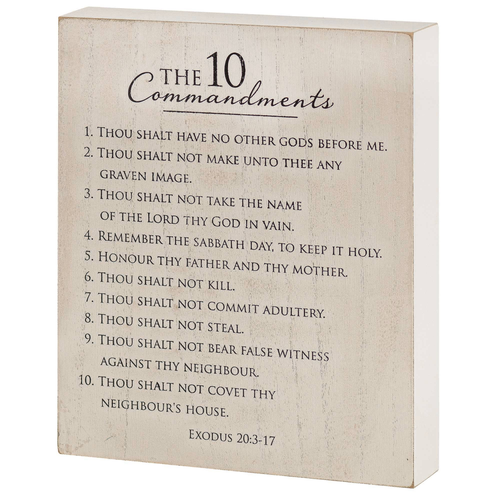 Plaque 10 Commandments Mdf Gry