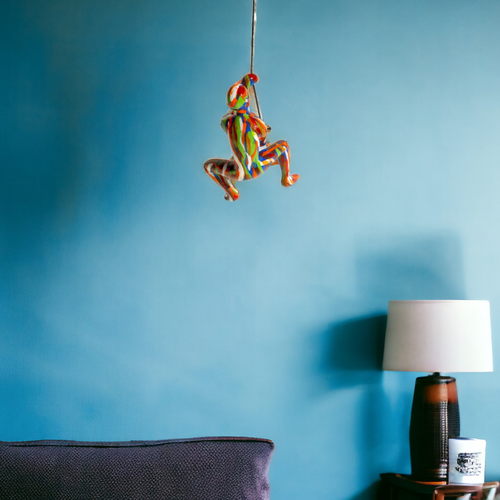 6" X 3" Rainbow Resin Climbing Man Hanging Dimensional Sculpture With Hooks