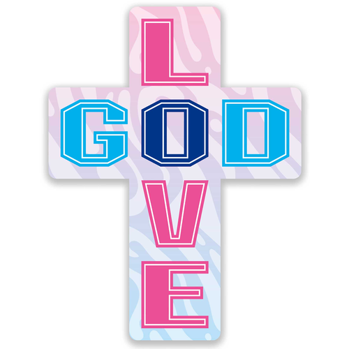 Sticker Multi Color Cross Love God