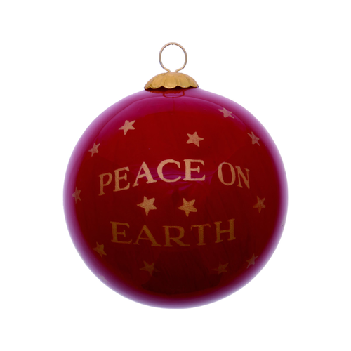 Peace on Earth Dove Hand Painted Mouth Blown Glass Ornament