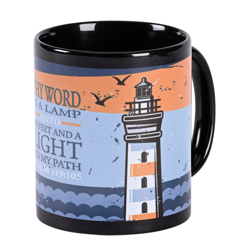 Black Mug Lighthouse Your Word Is A Lamp