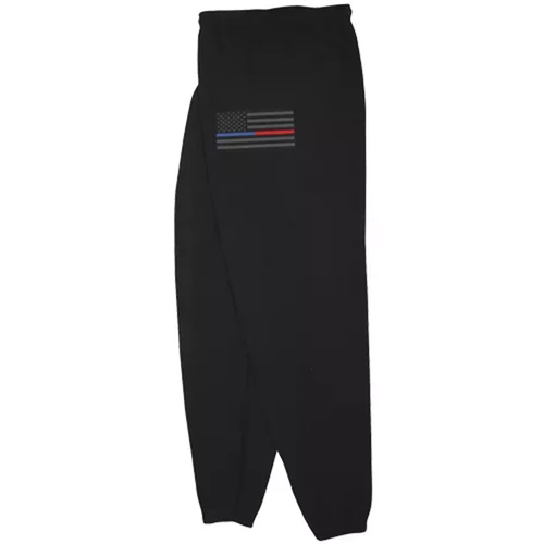USA Flag/Thin Blue & Red Line Mens Sweatpant Black