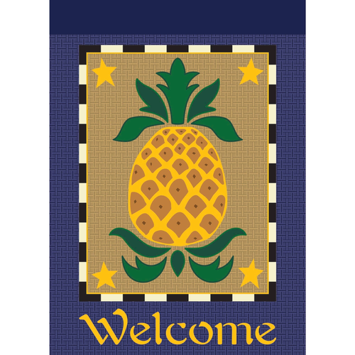Garden Pineapple Welcome Burlap Flag