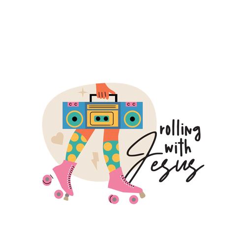 Sticker Roller Skates Rolling With Jesus