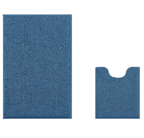 2 Piece Soft Cozy Plush Chenille Bath Mat & Contour Bath Rug
