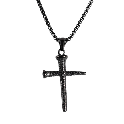 Necklace Black Nail Cross Pearl Chain